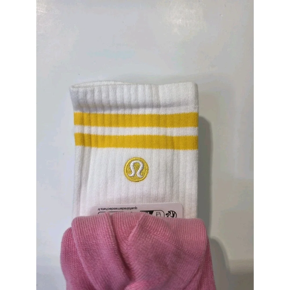 Lululemon Daily Essential Crew Socks 3 Pack XL Pink Blue White NWT Unisex